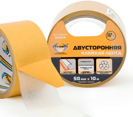 Лента двухсторонняя клейкая на п/п основе 50мм*10м "AVIORA"