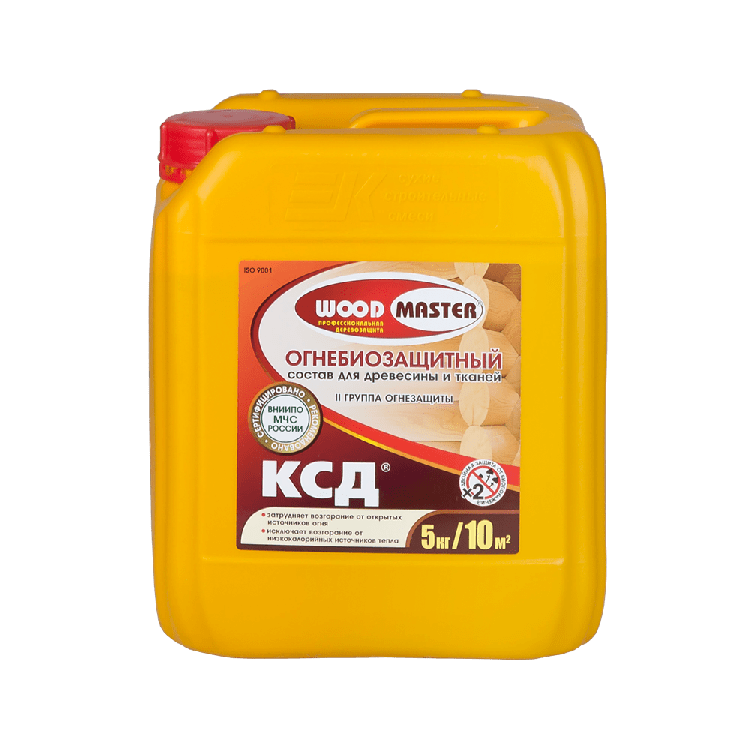 Wood master Огнебиозащитный состав КСД  5кг 2 группа (бесцветный) для дерева и ткани *