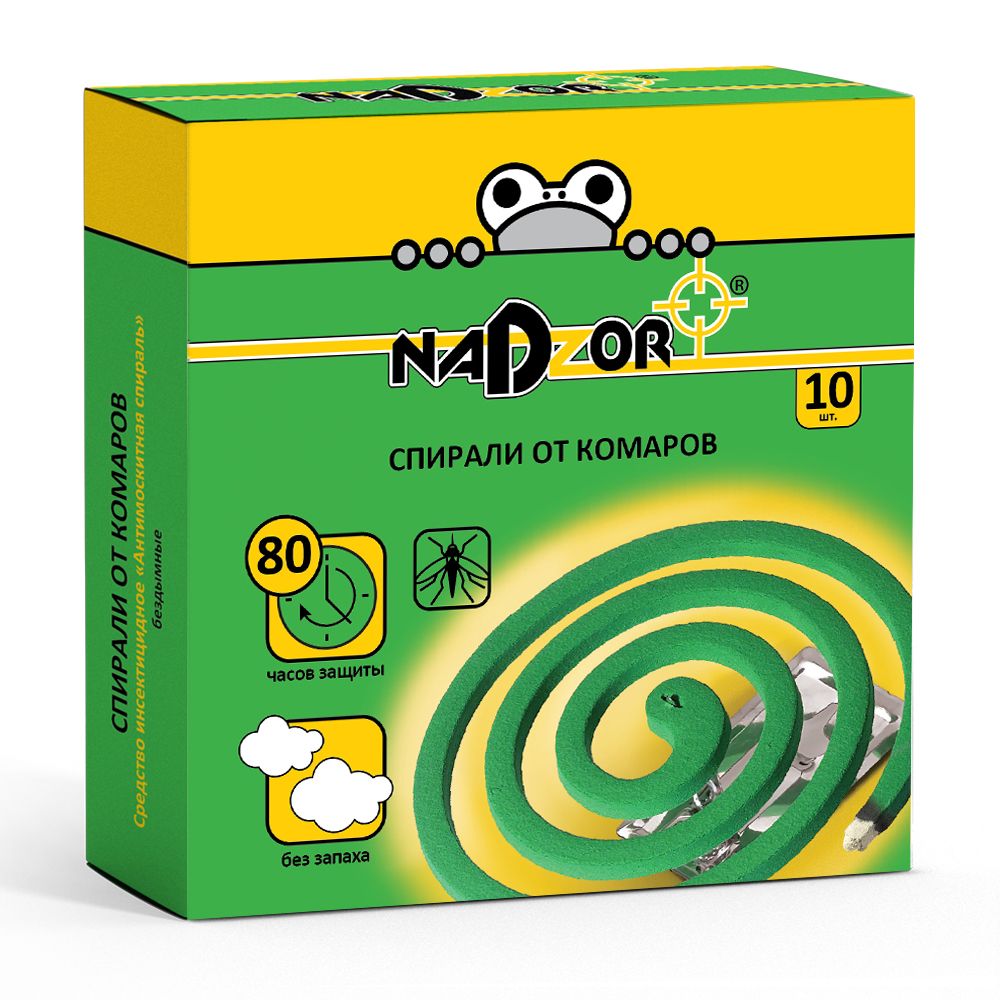 Спирали от комаров, зеленые, 10 шт, Nadzor