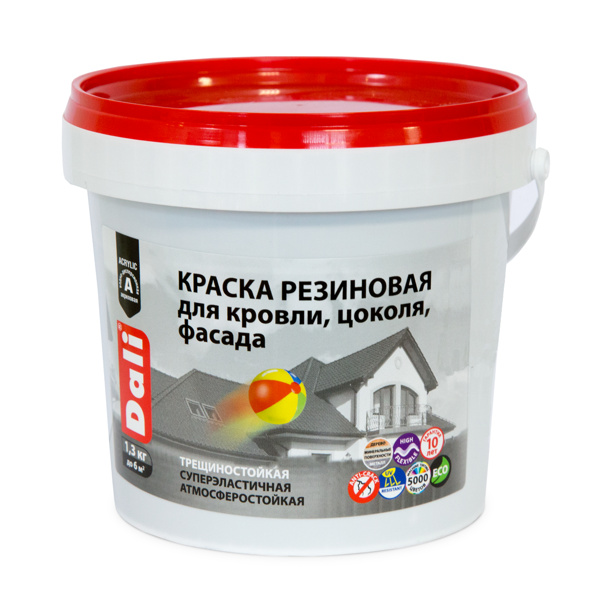 Краска фасадная резиновая коричневая 3кг "DALI"