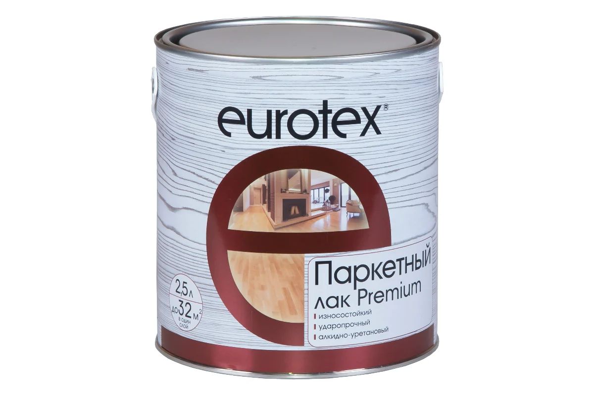 Лак паркентный полуматовый 2,5л Eurotex
