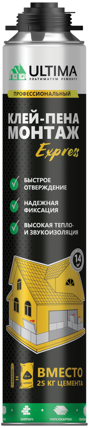 Пена-клей строительно-монтажный ULTIMA Express МОНТАЖ, 750 мл