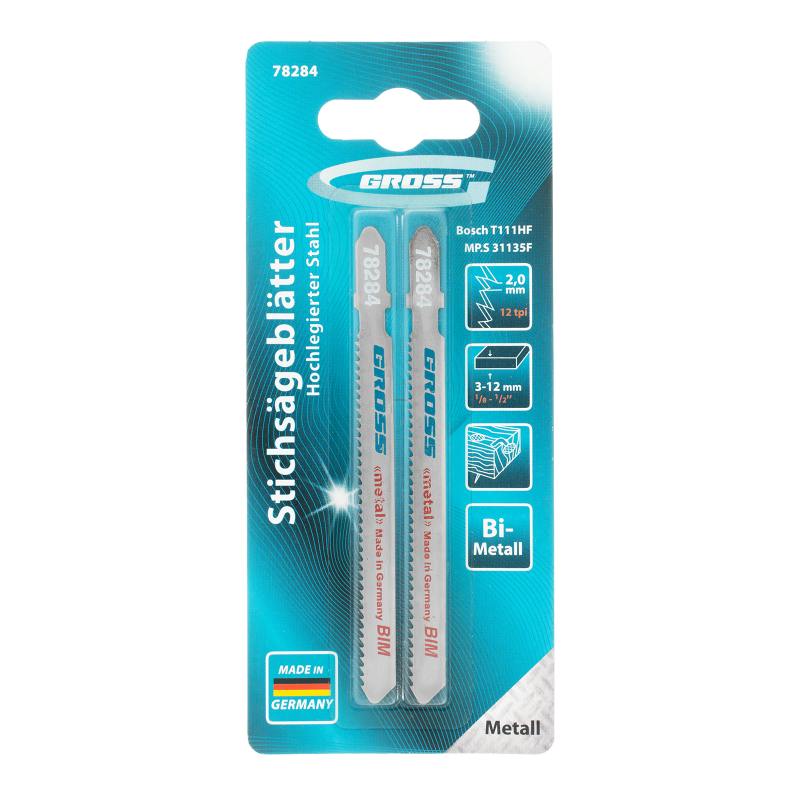 Полотно для электролобзика по металлу и древесине 3-12мм Profi 2шт Gross